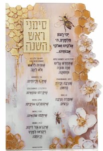 Picture of Lucite Simanim Card Honeycomb Design Ashkenaz Gold 5.5" x 8"